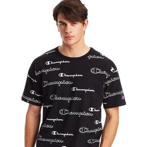 Champion Men's Black Sportstyle All Over Logo Tee